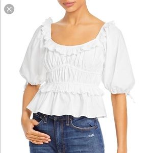 AQUA Snow Hill Smocked Top